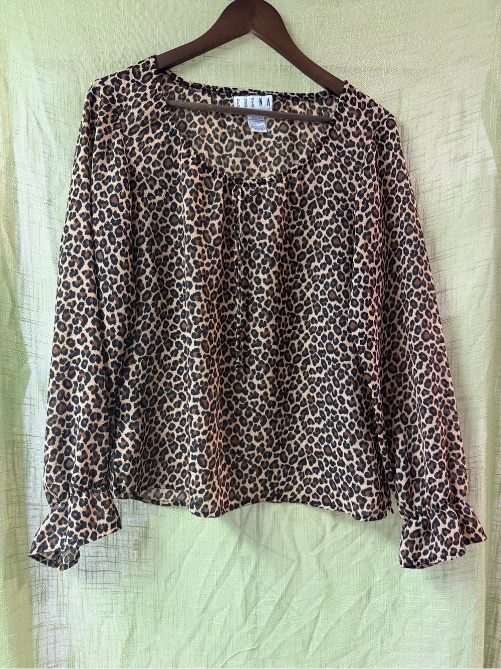 Vintage Leopard Print Sheer Blouse